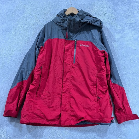 Columbia Other - Columbia‎ Interchange Omni-Tech Jacket Mens XL Red Waterproof Ski Hood Full Zip
